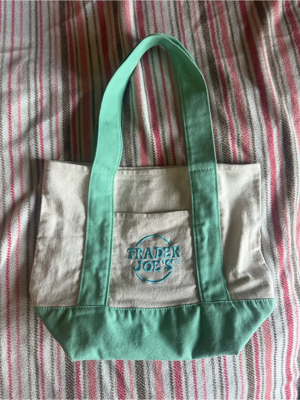 Trader Joe’s mini tote bag pastel mint green